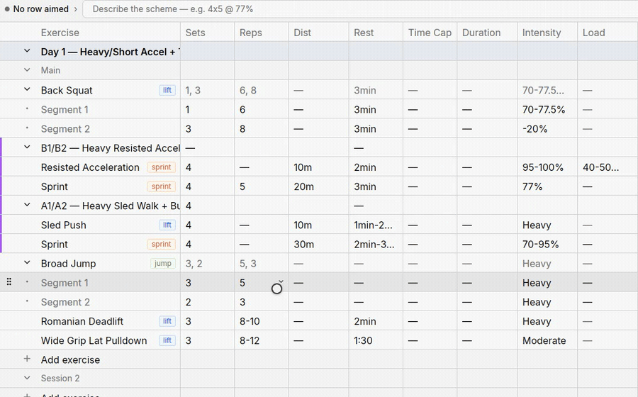 A scheme typed in the helper bar, then Enter filling volume rows under the exercise